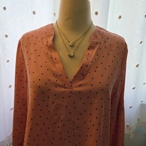 Polka Dot Blouse in Salmon Pink and Black
